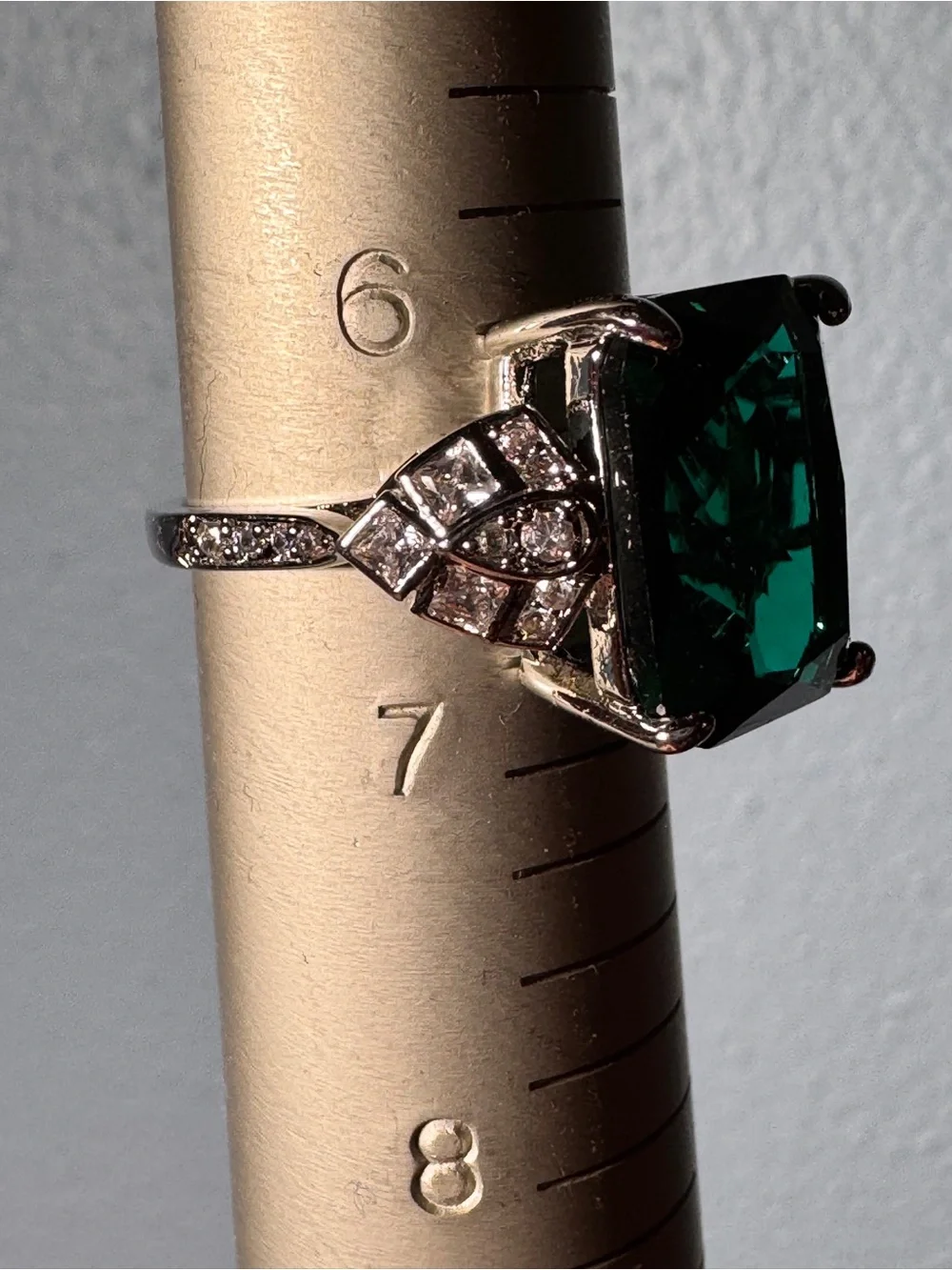 Emerald Green Statement Ring - Size 6.5